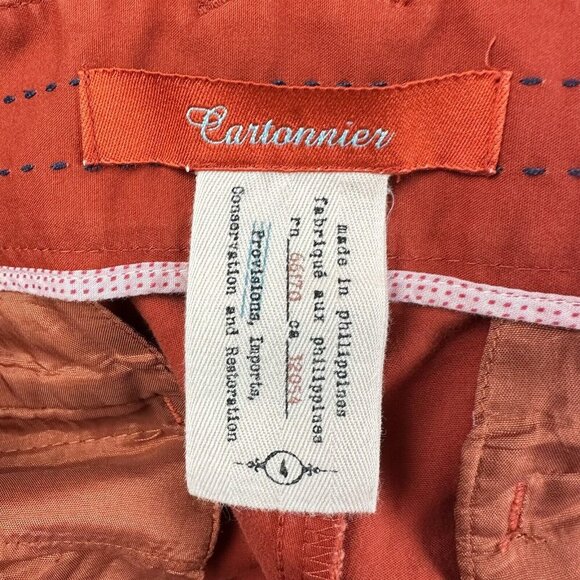 Anthropologie Cartonnier Charlie Ankle Pants Womens 4 Orange Career Boho Crop* - Picture 14 of 16